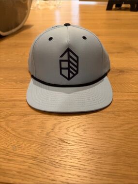 Men's Jones Sports Light Blue Snapback Hat with Navy Logo